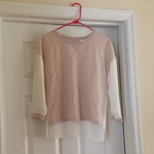 LOFT light pink and cream color block top